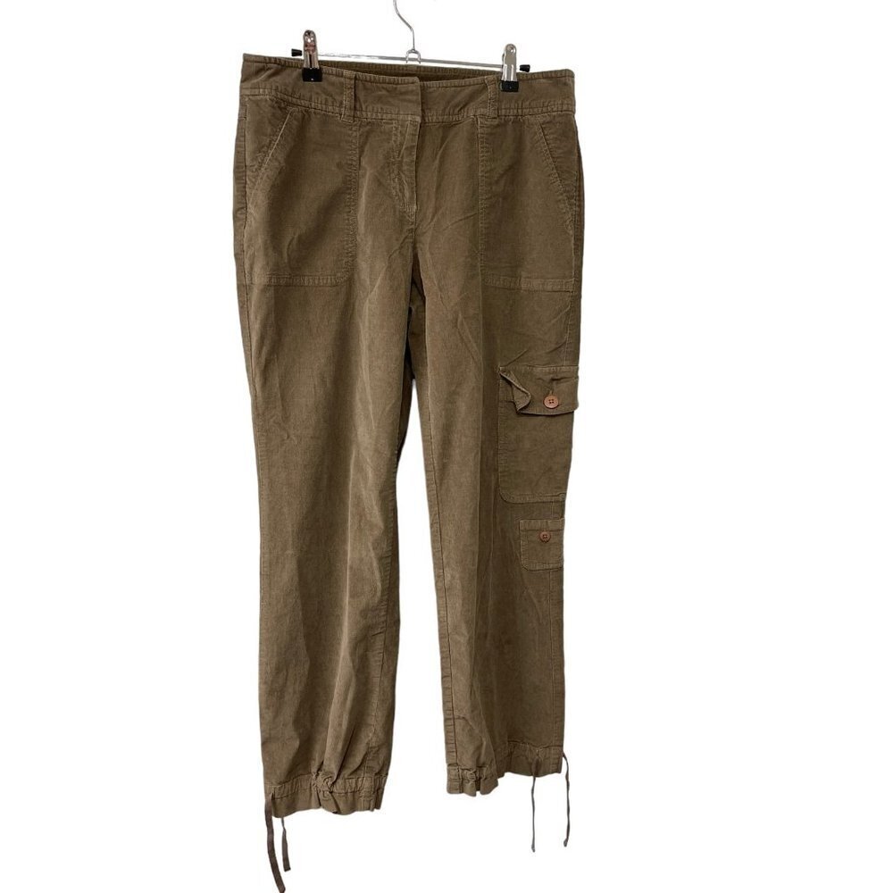 J. Jill Womens Stretch Corduroy Cargo Jogger Pants Size 10 Tan